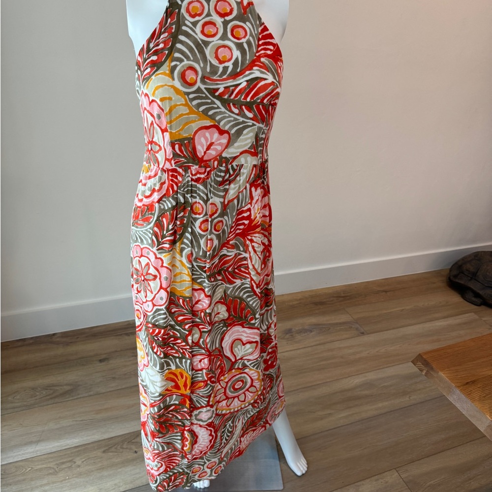 Floral Halter Neck Maxi Dress - Multicolor